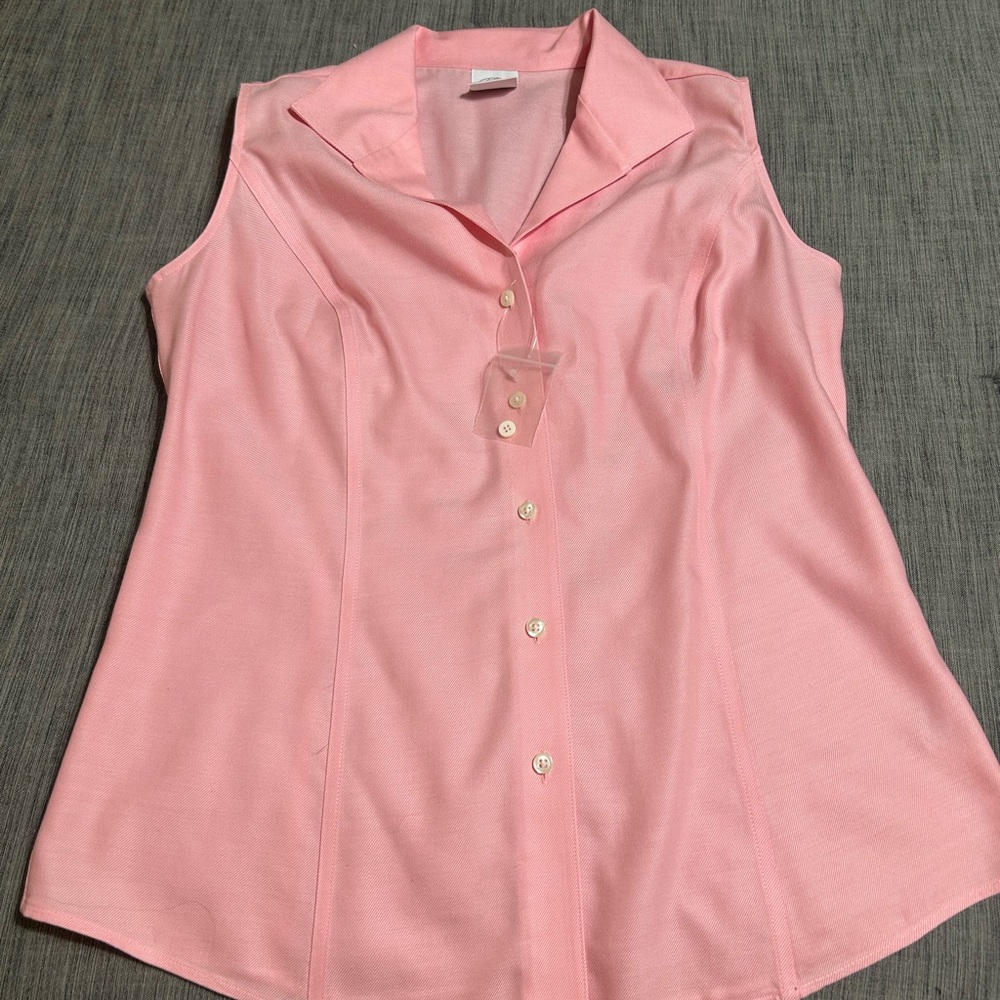 Brooks Brothers Pink Sleeveless Button-Down Shirt